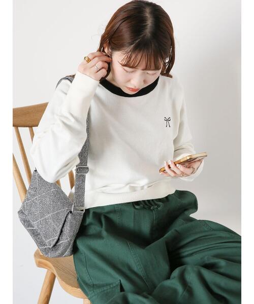 ehka sopo（エヘカソポ）の「◎リボン刺繍プルオーバー（ニット/セーター・レディース・ブラック/イエロー/グリーン/オフホワイト・F）」の19枚目の写真