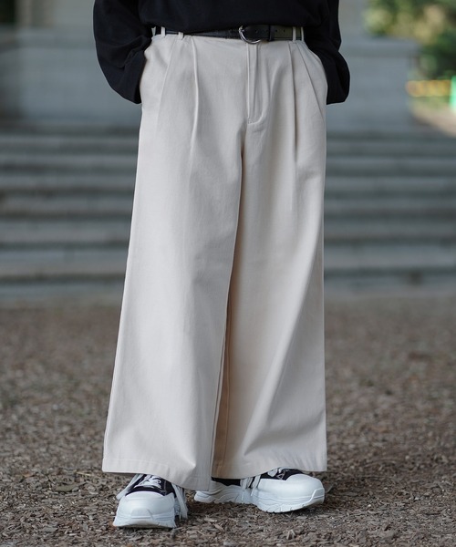 美品　  ルーズ チノパンツ M 2タック ルーズワイドシルエットテーパードチノパンツ MONO-MART