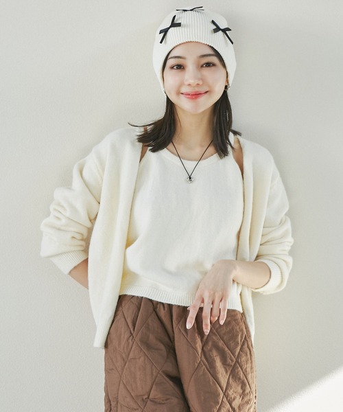 VIS(ビス)の「リボンニットキャップ(ニットキャップ/ビーニー・レディース・ホワイト系その他5/ブラック系その他・FREE)」の4枚目の写真