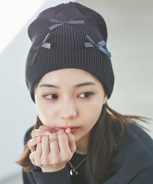 VIS(ビス)の「リボンニットキャップ(ニットキャップ/ビーニー・レディース・ホワイト系その他5/ブラック系その他・FREE)」の7枚目の写真