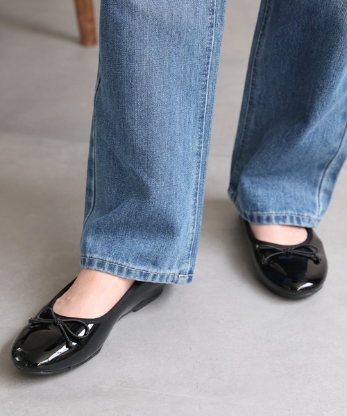 セール】リボン付きフラットバレエシューズ/バレエコアスタイル