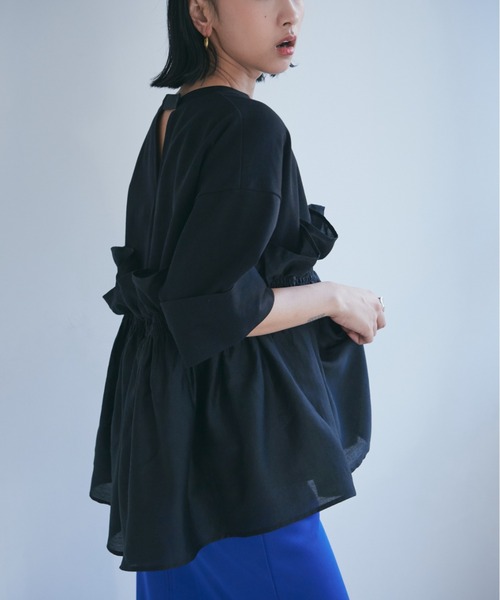ROSE BUD ストライプシャツドッキングTシャツ ROSE BUD tシャツ ドッキングフリルカットソー レディース