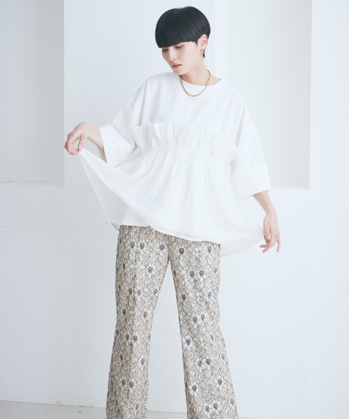 【セール】大人が着るのはこれ。ドッキングフリルカットソー（Tシャツ/カットソー）｜ROSE BUD（ローズバッド）