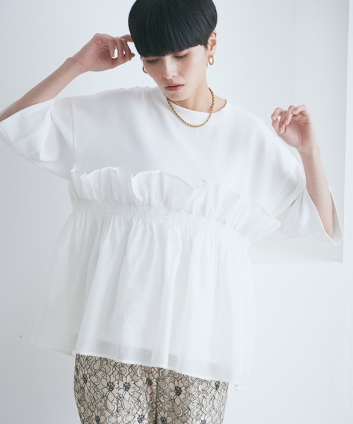 【セール】大人が着るのはこれ。ドッキングフリルカットソー（Tシャツ/カットソー）｜ROSE BUD（ローズバッド）