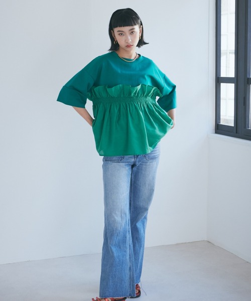 【セール】大人が着るのはこれ。ドッキングフリルカットソー（Tシャツ/カットソー）｜ROSE BUD（ローズバッド）