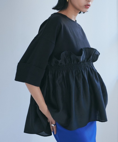 【セール】大人が着るのはこれ。ドッキングフリルカットソー（Tシャツ/カットソー）｜ROSE BUD（ローズバッド）