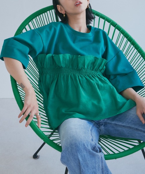 【セール】大人が着るのはこれ。ドッキングフリルカットソー（Tシャツ/カットソー）｜ROSE BUD（ローズバッド）