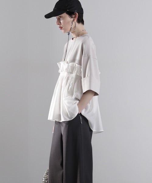 【セール】大人が着るのはこれ。ドッキングフリルカットソー（Tシャツ/カットソー）｜ROSE BUD（ローズバッド）