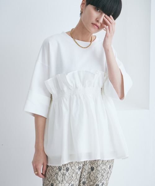 ローズ バッド フリルカットソー 新品未使用 ROSE BUD tシャツ ドッキングフリルカットソー レディース