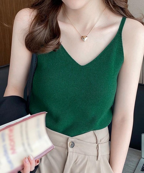 Miniministore(ミニミニストア)の「フロントVカット リブニットキャミソール(キャミソール・レディース・ライトグレー/ブラック/ダークベージュ/モカ/ライトベージュ/オリーブ/ダークグリーン/ホワイト・FREE)」の7枚目の写真