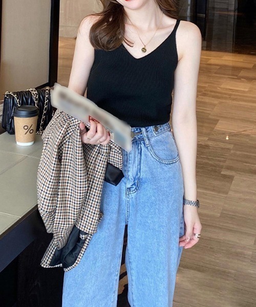 Miniministore(ミニミニストア)の「フロントVカット リブニットキャミソール(キャミソール・レディース・ライトグレー/ブラック/ダークベージュ/モカ/ライトベージュ/オリーブ/ダークグリーン/ホワイト・FREE)」の10枚目の写真