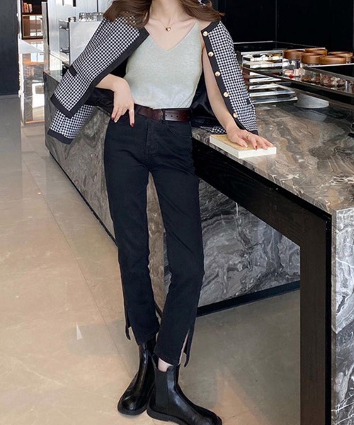 Miniministore(ミニミニストア)の「フロントVカット リブニットキャミソール(キャミソール・レディース・ライトグレー/ブラック/ダークベージュ/モカ/ライトベージュ/オリーブ/ダークグリーン/ホワイト・FREE)」の19枚目の写真