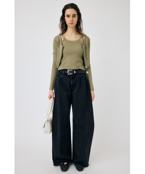 MOUSSY（マウジー）の「ZIP UP RIB KNIT カーディガン&タンクトップ（カーディガン/ボレロ・レディース・ブラック/ピンク/ライトカーキ・FREE）」の15枚目の写真