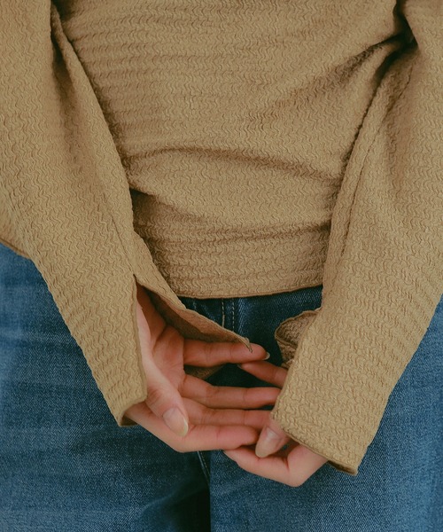 N WITH.（エヌウィズ）の「クレープトップス（Tシャツ/カットソー・レディース・アイボリー/ブラック/ベージュ・FREE）」の5枚目の写真