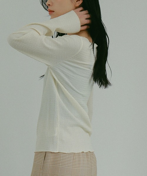 N WITH.（エヌウィズ）の「クレープトップス（Tシャツ/カットソー・レディース・アイボリー/ブラック/ベージュ・FREE）」の11枚目の写真