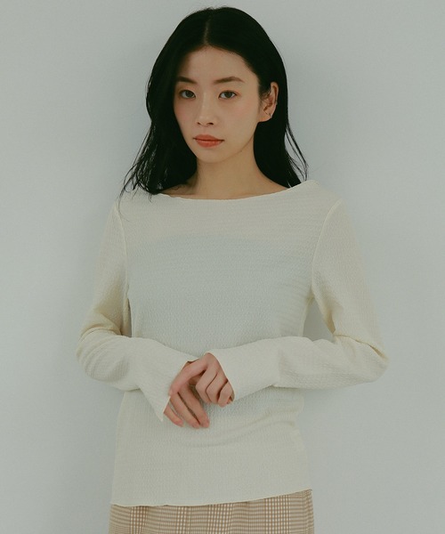 N WITH.（エヌウィズ）の「クレープトップス（Tシャツ/カットソー・レディース・アイボリー/ブラック/ベージュ・FREE）」の14枚目の写真