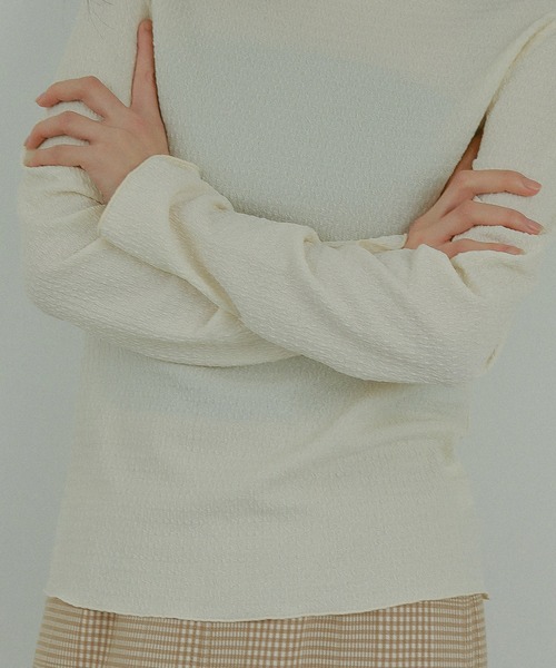 N WITH.（エヌウィズ）の「クレープトップス（Tシャツ/カットソー・レディース・アイボリー/ブラック/ベージュ・FREE）」の17枚目の写真