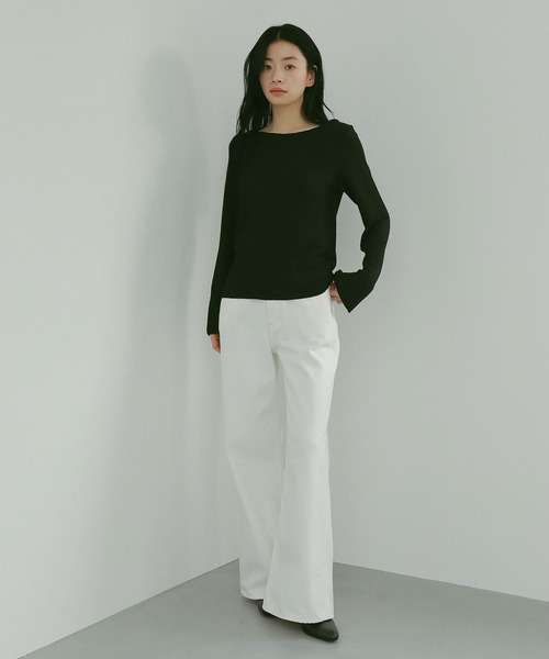 N WITH.（エヌウィズ）の「クレープトップス（Tシャツ/カットソー・レディース・アイボリー/ブラック/ベージュ・FREE）」の20枚目の写真