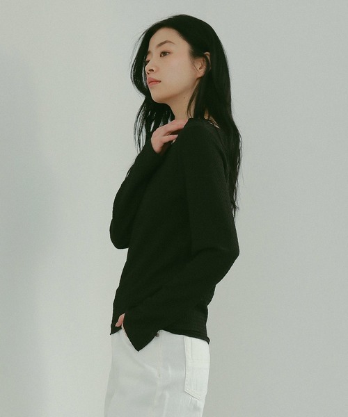 N WITH.（エヌウィズ）の「クレープトップス（Tシャツ/カットソー・レディース・アイボリー/ブラック/ベージュ・FREE）」の21枚目の写真