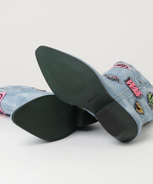 セール】パッチワークデニムウエスタンブーツ（ブーツ）｜REPLAY