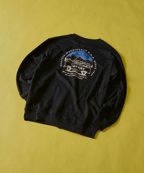 GERRY（ジェリー）の「『GERRY/ジェリー』裏毛バック車刺繍プリント長袖クルーネックカットソー（Tシャツ/カットソー・メンズ・ダークグレー/ネイビー/アイボリー/アッシュグレー・L/M）」の4枚目の写真