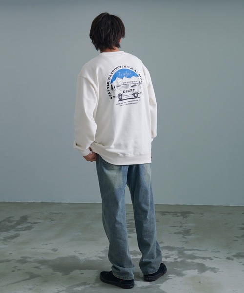 GERRY（ジェリー）の「『GERRY/ジェリー』裏毛バック車刺繍プリント長袖クルーネックカットソー（Tシャツ/カットソー・メンズ・ダークグレー/ネイビー/アイボリー/アッシュグレー・L/M）」の18枚目の写真