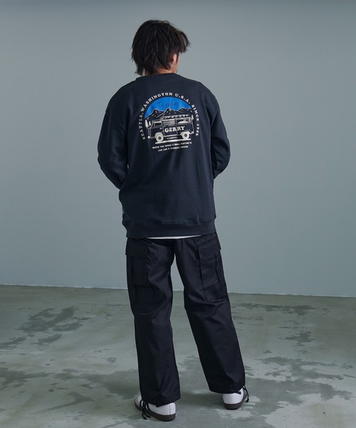 GERRY（ジェリー）の「『GERRY/ジェリー』裏毛バック車刺繍プリント長袖クルーネックカットソー（Tシャツ/カットソー・メンズ・ダークグレー/ネイビー/アイボリー/アッシュグレー・L/M）」の8枚目の写真