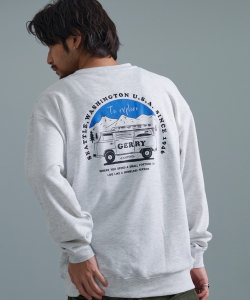 GERRY（ジェリー）の「『GERRY/ジェリー』裏毛バック車刺繍プリント長袖クルーネックカットソー（Tシャツ/カットソー・メンズ・ダークグレー/ネイビー/アイボリー/アッシュグレー・L/M）」の20枚目の写真