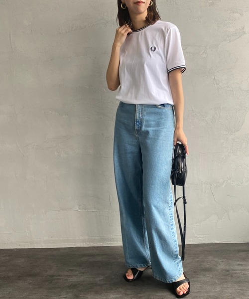FRED PERRY/フレッドペリー] ツインティップライン ワンポイント刺繍