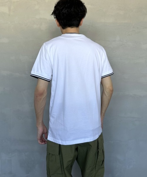 【ブラック】フレッドペリー ツインティップラインワンポイントロゴ刺繍Tシャツ FRED PERRY tシャツ Tシャツ 「FRED PERRY/フレッドペリー