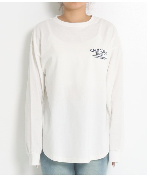 anap mimpi(アナップミンピ)の「メッセージ 刺繍 コーデュロイ ラウンドヘム 長袖 ロンT(Tシャツ/カットソー・レディース・オフホワイト/ダークグレー・FREE)」の7枚目の写真