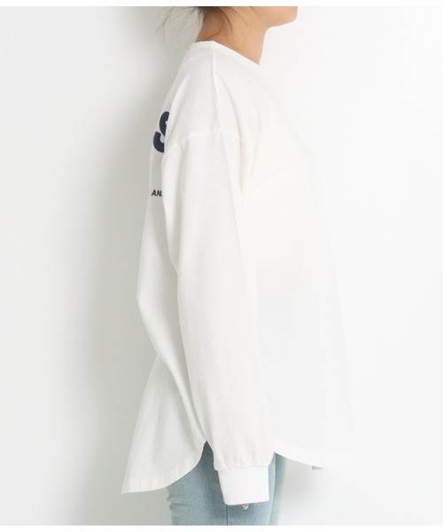 anap mimpi(アナップミンピ)の「メッセージ 刺繍 コーデュロイ ラウンドヘム 長袖 ロンT(Tシャツ/カットソー・レディース・オフホワイト/ダークグレー・FREE)」の9枚目の写真