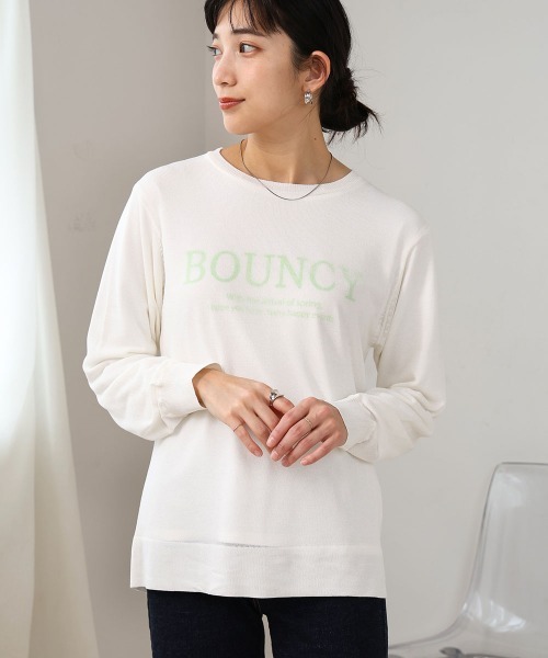 Bou Jeloud(ブージュルード)の「ニットレイヤードロゴカットソー(Tシャツ/カットソー・レディース・オフホワイト/ブラック・FREE)」の2枚目の写真