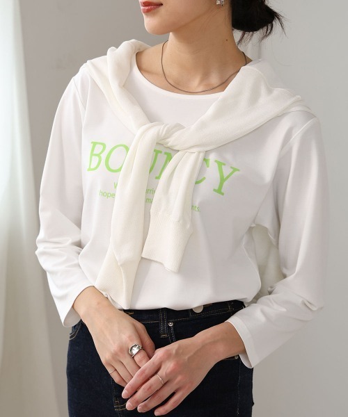 Bou Jeloud(ブージュルード)の「ニットレイヤードロゴカットソー(Tシャツ/カットソー・レディース・オフホワイト/ブラック・FREE)」の10枚目の写真