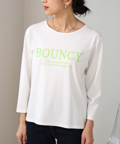 Bou Jeloud(ブージュルード)の「ニットレイヤードロゴカットソー(Tシャツ/カットソー・レディース・オフホワイト/ブラック・FREE)」の3枚目の写真