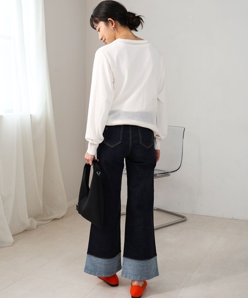 Bou Jeloud(ブージュルード)の「ニットレイヤードロゴカットソー(Tシャツ/カットソー・レディース・オフホワイト/ブラック・FREE)」の7枚目の写真