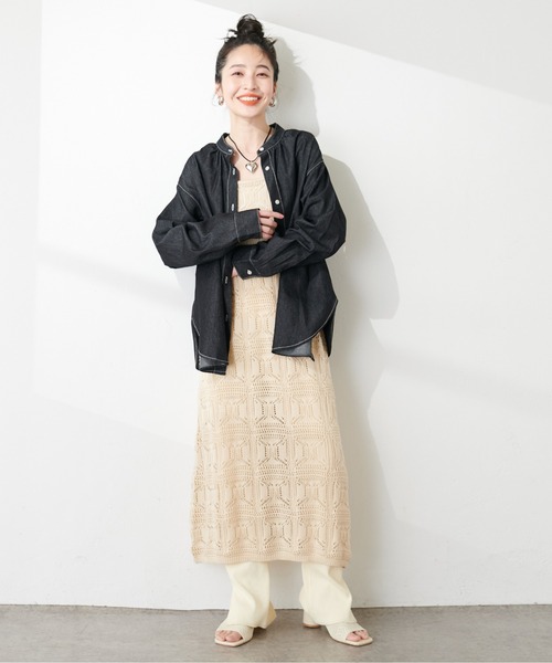 natural couture（ナチュラルクチュール）の「やわらかデニムライクボウタイシャツ（シャツ/ブラウス・レディース・オフホワイト/ブルー/ブラック・FREE）」の20枚目の写真