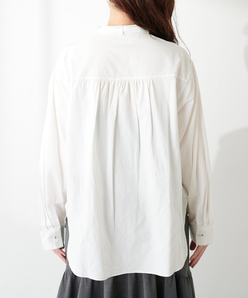 natural couture（ナチュラルクチュール）の「やわらかデニムライクボウタイシャツ（シャツ/ブラウス・レディース・オフホワイト/ブルー/ブラック・FREE）」の8枚目の写真