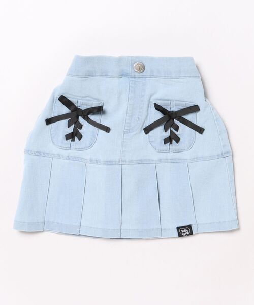 PINKHUNT（ピンクハント）の「PINKHUNT ピンクハント レースアップポケット スカート 9342K（デニムスカート・キッズ・ブルー/ブラック・130cm/140cm/150cm/160cm/120cm）」の3枚目の写真
