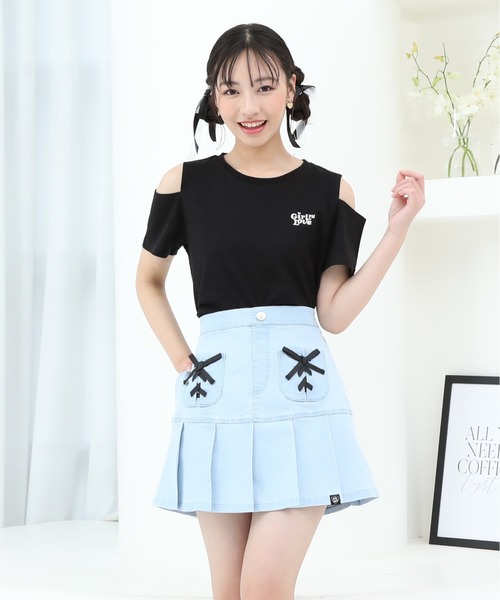 PINKHUNT（ピンクハント）の「PINKHUNT ピンクハント レースアップポケット スカート 9342K（デニムスカート・キッズ・ブルー/ブラック・130cm/140cm/150cm/160cm/120cm）」の5枚目の写真