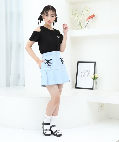 PINKHUNT（ピンクハント）の「PINKHUNT ピンクハント レースアップポケット スカート 9342K（デニムスカート・キッズ・ブルー/ブラック・130cm/140cm/150cm/160cm/120cm）」の6枚目の写真