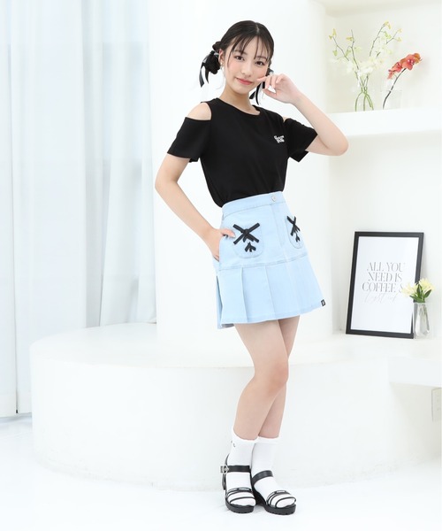 PINKHUNT（ピンクハント）の「PINKHUNT ピンクハント レースアップポケット スカート 9342K（デニムスカート・キッズ・ブルー/ブラック・130cm/140cm/150cm/160cm/120cm）」の8枚目の写真