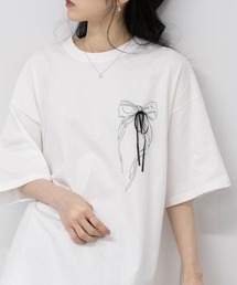 サテンリボン付き BIG サイズ 半袖Tシャツ