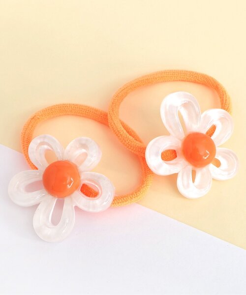 apres les cours（アプレレクール）の「クリアフラワーヘアゴム2個セット（ヘアゴム・キッズ・ブルー/オフホワイト/ピンク/サックスブルー/ラベンダー/ローズ・FREE）」の2枚目の写真