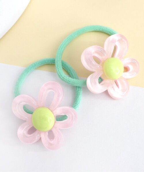 apres les cours（アプレレクール）の「クリアフラワーヘアゴム2個セット（ヘアゴム・キッズ・ブルー/オフホワイト/ピンク/サックスブルー/ラベンダー/ローズ・FREE）」の6枚目の写真