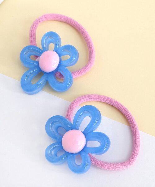 花の装飾付き透明ヘアゴム クリアフラワーヘアゴム2個セット（ヘアゴム）｜apres les cours