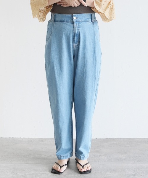 reca(レカ)の「リラックスタックデニムパンツ(デニムパンツ・レディース・サックスブルー/ネイビー・FREE)」の9枚目の写真