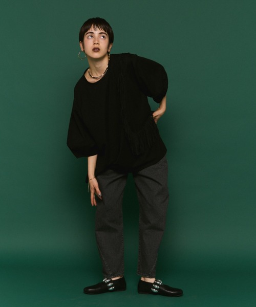 manana suerte（マニャーナスエルテ）の「ルーズデニムパンツ（デニムパンツ・レディース・ブルー/ブラック・MEDIUM/LARGE）」の13枚目の写真