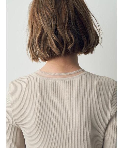 YECCA VECCA（イェッカヴェッカ）の「シアーMIX　5分袖ニット（ニット/セーター・レディース・ライトベージュ/ブラック/オフホワイト・FREE）」の12枚目の写真