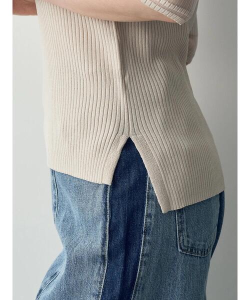 YECCA VECCA（イェッカヴェッカ）の「シアーMIX　5分袖ニット（ニット/セーター・レディース・ライトベージュ/ブラック/オフホワイト・FREE）」の14枚目の写真